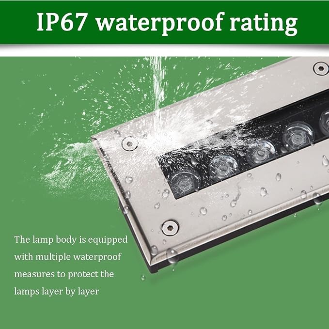 Outdoor Recessed LED Spotlight - Waterproof IP67 Rectangular Underground Yard Light