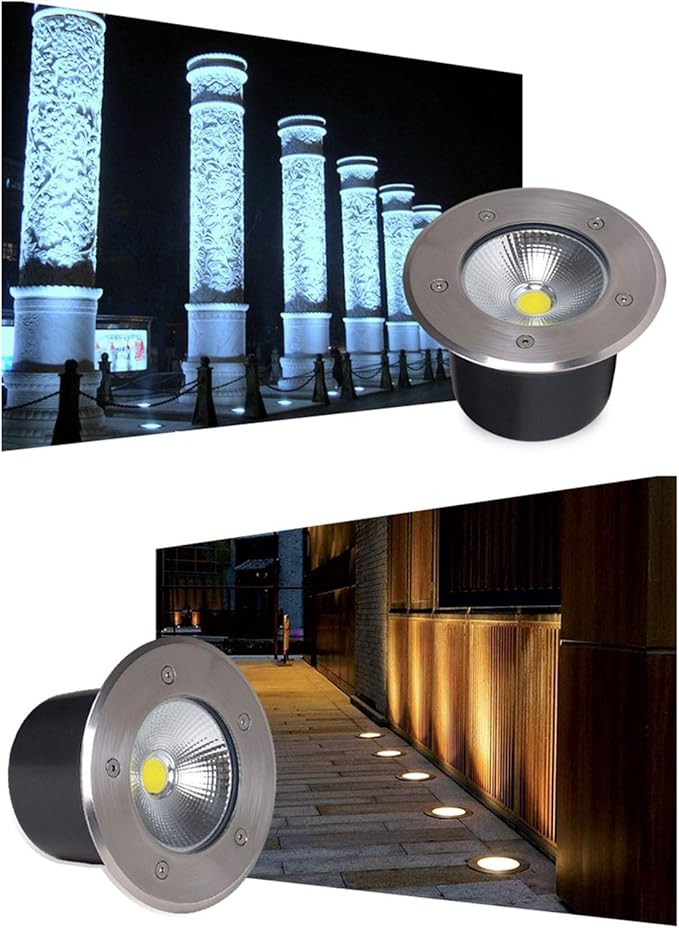 LED Underground Light 4 Pack Waterproof Spotlight IP65 Outdoor Landscape Lighting 5W 12V/24V/85-265V for Garden Stairs Holiday Decoration Driveway Pathway Lights (White 12V)