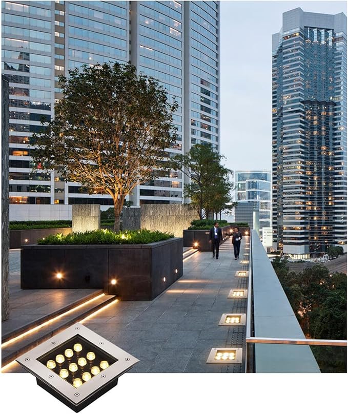 LED Landscape Lights Outdoor Recessed Ground Light IP66 Waterproof AC85-265V Square Underground Light for Garden Driveway Deck Step Walkway Landscape Lamp