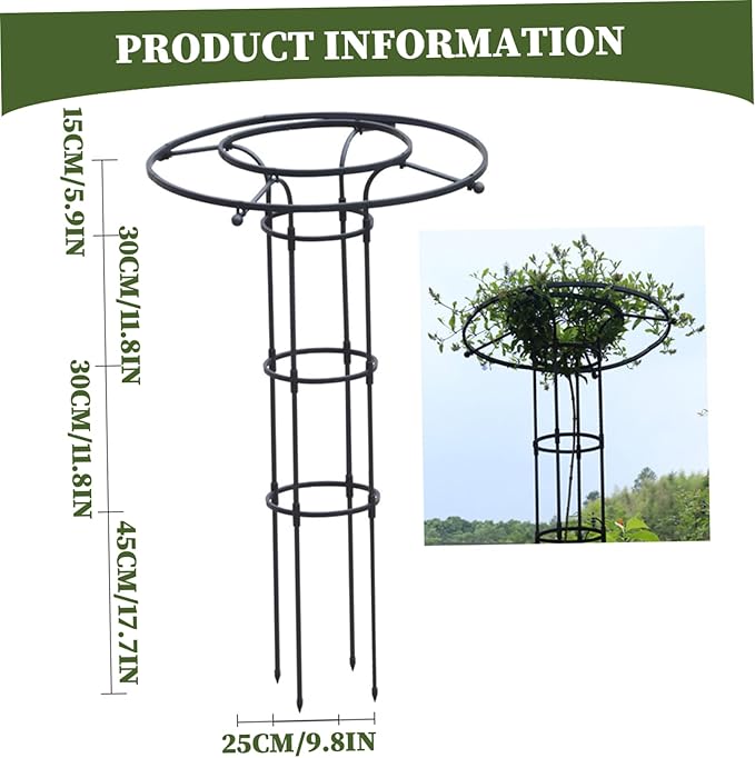 Garden Obelisk 47 Inch Stackable Plant Trellis with Umbrella Design Metal Flower Trellis Plant Support for Outdoor Potted Vines Roses and Vegetables Garden for Climbing Plants