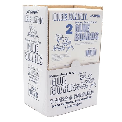 Double Jeopardy Flat Glue Board – 8.5 x 5.25 – High-Strength Rodent and Insect Trap – Durable Non-Toxic Adhesive Surface – Effective Pest Control Solution – 72 Boards