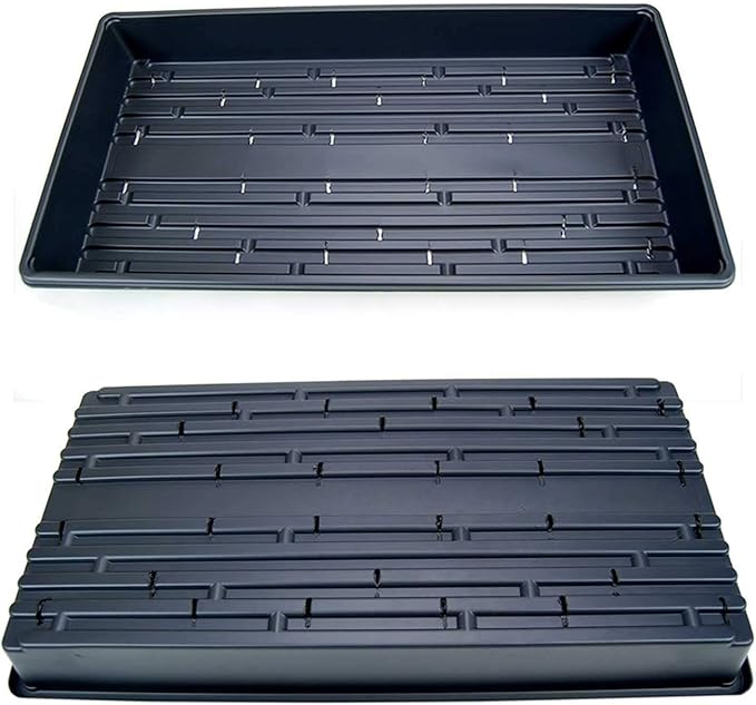 Living Whole Foods 100 Durable Black Plastic Growing Trays (with Drain Holes) 20 x 10 x 2 - Planting Seedlings Flowers Wheatgrass Microgreens