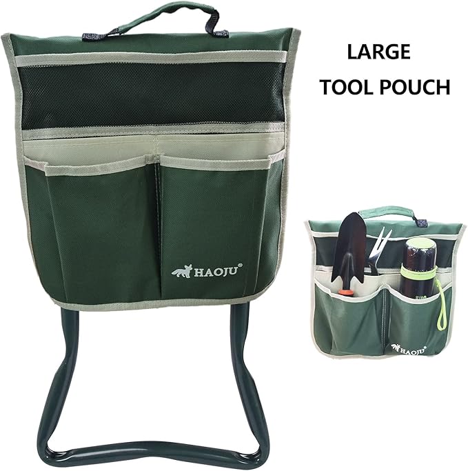 Garden Kneeler and Seat with Large Tote Tool Pouch and Gardening GlovesHeavy Duty Folding Garden Stool with Soft EVA Foam Pad for Sitting and KneelingGardening Gifts for Women Man Gardeners