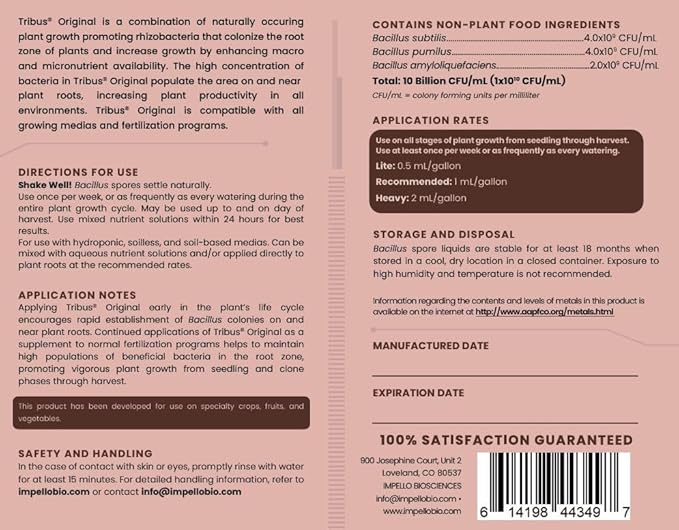 Tribus Organic Microbial Inoculant | Root Booster for Plants Increases Plant Yield Root Growth Flower &amp Fruit Quality | Made in The USA | Visible Root Growth in 24Hrs | Potent Rhizobacteria 16.