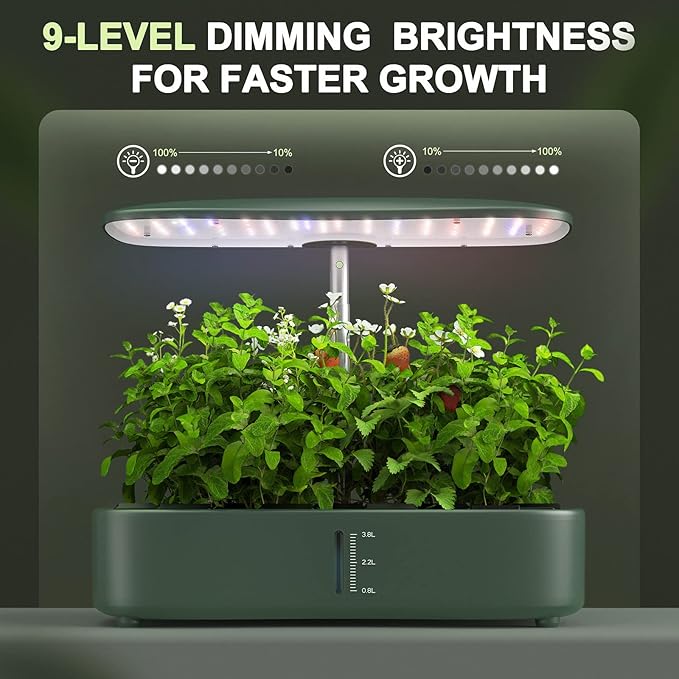 Hydroponic Growing System with Touchscreen LCD Display 12-Section Indoor Herb Gardening Kit with Full Spectrum Plant Grow Lights Flexible Timer Pump and Adjustable Shade