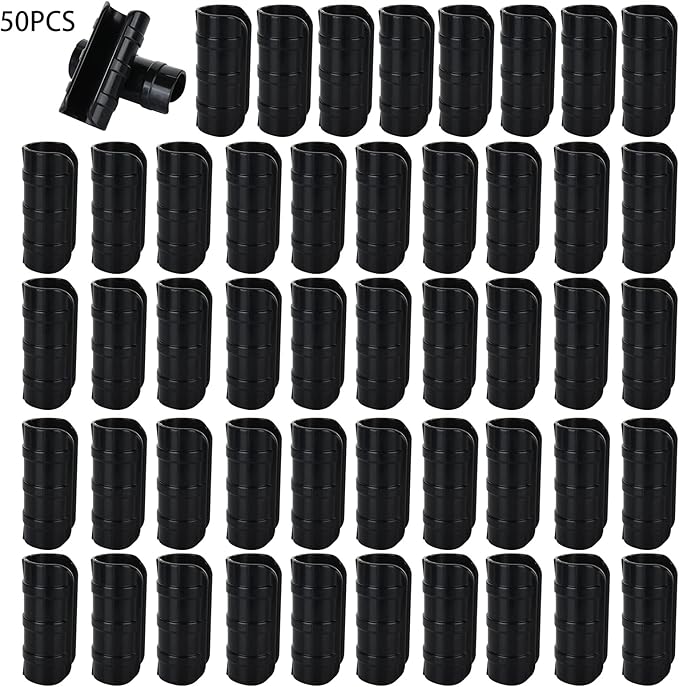 50 PCS 1 inch Greenhouse Clamps Clips 26mm Black ABS Snap Clamp Tube Clip Garden Buildings Tube Clip for Greenhouse Film Sunshade Nets Frame Shelters (Outer Ø 1.26”inner Ø 1”)