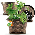 16 Inch Planter Pots for Plants Plastic Large Flower Pots Indoor Outdoor 4 Pack Resin Plant Pot with Drainage &amp Saucer Retro Decorative Garden Pot with Removable Trays for House