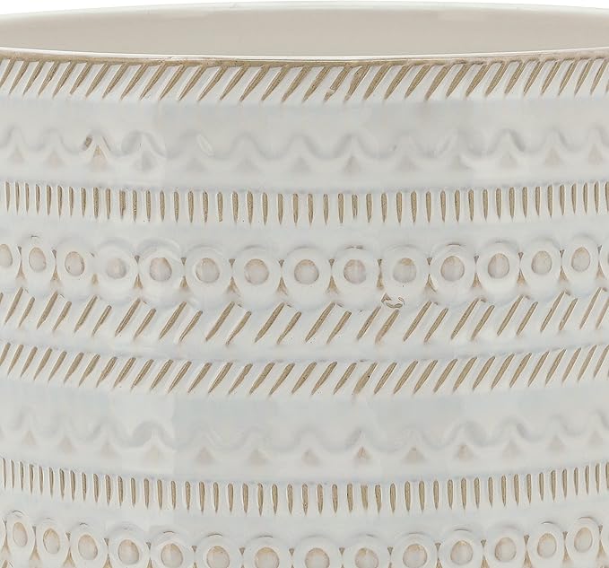 Generic 10 Tribal Planter W Wood Stand Beige