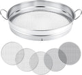 14.57'' Large Soil Sifter for Gardening with 1 3 6 9 12 mm Sieve Mesh Compost Dirt Sifter with Handle Garden Sand Soil Rock Sieve for Dirt Sand Rocks Pellet Gravel (Sliver)
