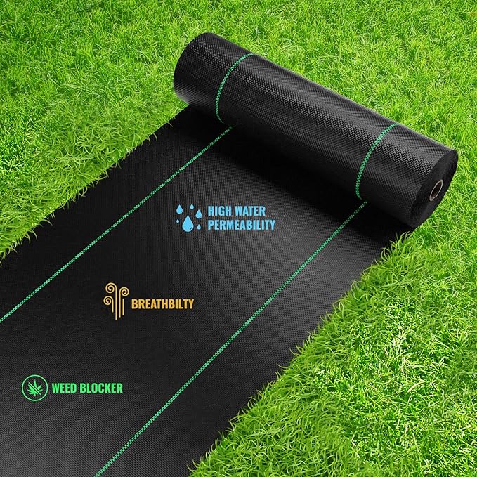 Premium 6 OZ Pro Garden Weed Barrier Landscape Fabric Heavy Duty 6‘ X 200‘ Weed Barrier Fabric Durable Lightweight Eco-Friendly and Easy to Install.