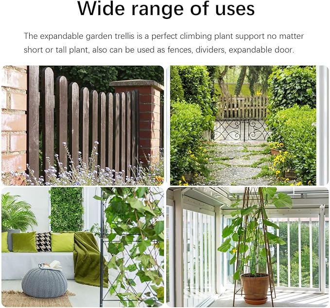Yosoo Garden Trellis Plastic Coated Steel Expandable Flower Stand Supports Climbing Vines Indoor and Outdoor Use (1)