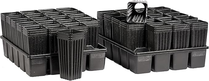 Stuewe &amp Sons – Mini Treepot Growing Kit – MT37 – 3” x 7” Pots with Heavy Duty 20 Pocket Holding Trays – 2 Pack