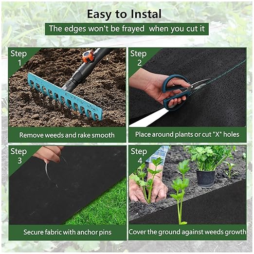 Heavy-Duty Woven Weed Barrier Fabric - 4ft x 100ft - Double Layer Design - Ground Cover for Garden Beds and Landscaping
