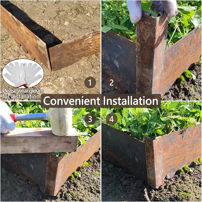 Cor-Ten Steel Raised Planter with Rust Patina Finish Pre-Rusted Cor-Ten Raised Garden Bed Kit2FT x 2FTx 8IN