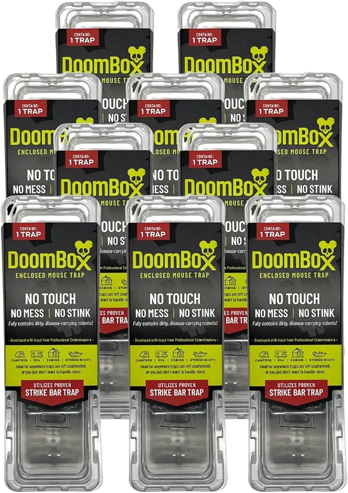 DoomBox™ Clear Enclosed Mouse Trap | Highly Effective and Keeps The Mess with The Mouse | Patented Click-It™ Closure Technology | Safe for Kids &amp Pets | Certified Child Resistant | Made in USA (10