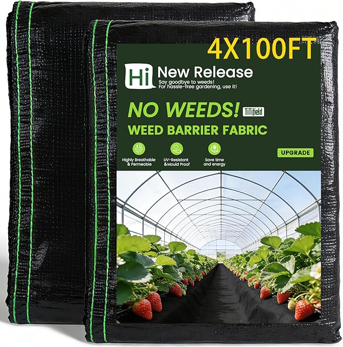 Garden Weed Barrier Landscape Fabric4FTx100FT Weed Block Fabric Heavy Duty 3.2OZWoven Mulch for Landscaping Ground Cover Weed Control Fabric Black Garden Bed Liner