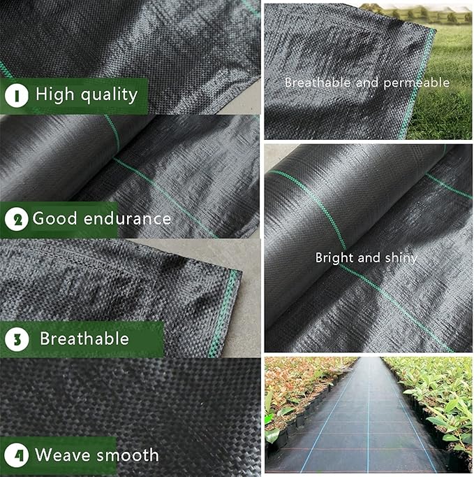 KHUY Surper Large Roll Landscape Fabric Heavy Duty Pro Garden Weed Barrier Landscape Fabric Weed Block Gardening Mat Superior Weed Control Breathable Mulch for Landscaping (Size : 1x200m)
