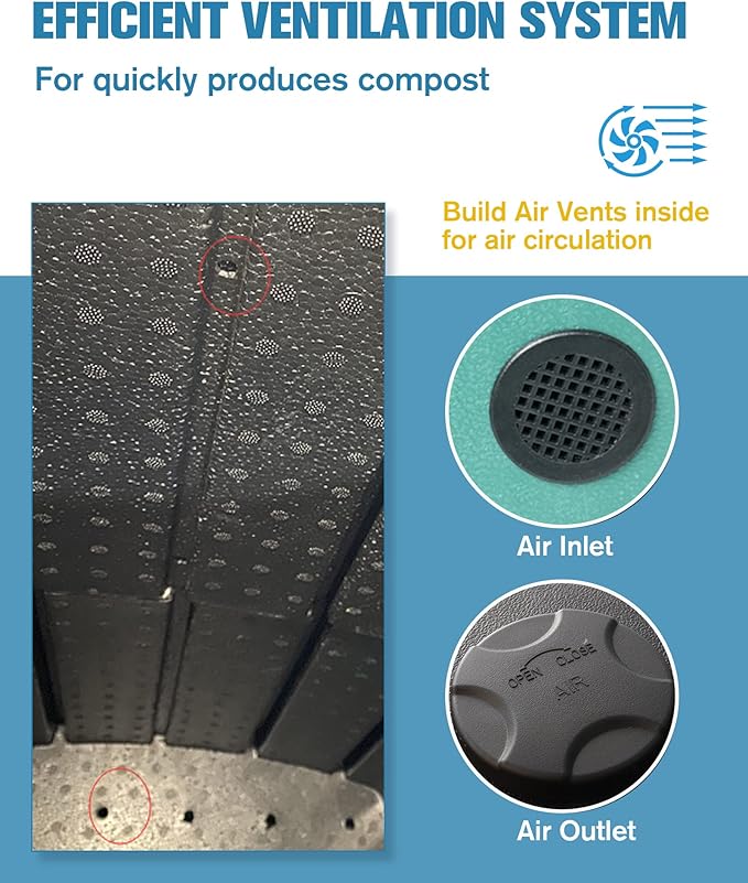 Insulated Compost Bin with Ventilation System - Quickly Composting All Year RoundA Reservoir at The Bottom Design to Collect The Leachate (Green)