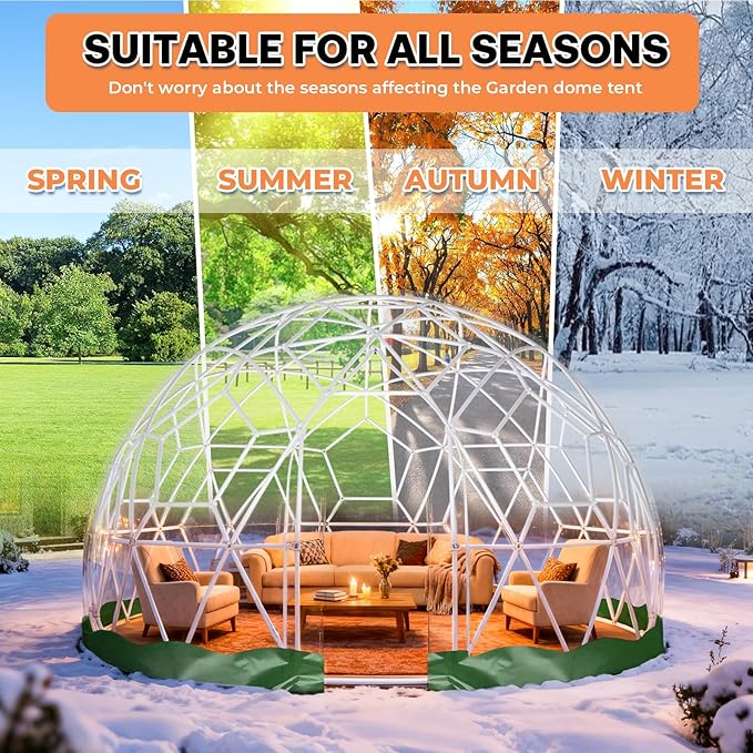 15 x 9.5 FT Garden Dome Tent Outdoor TPU Greenhouse for 8-12 Person Greenhouse Garden Tent with Window Waterproof Clear Dome Suitable for Camping Party Wedding Christmas