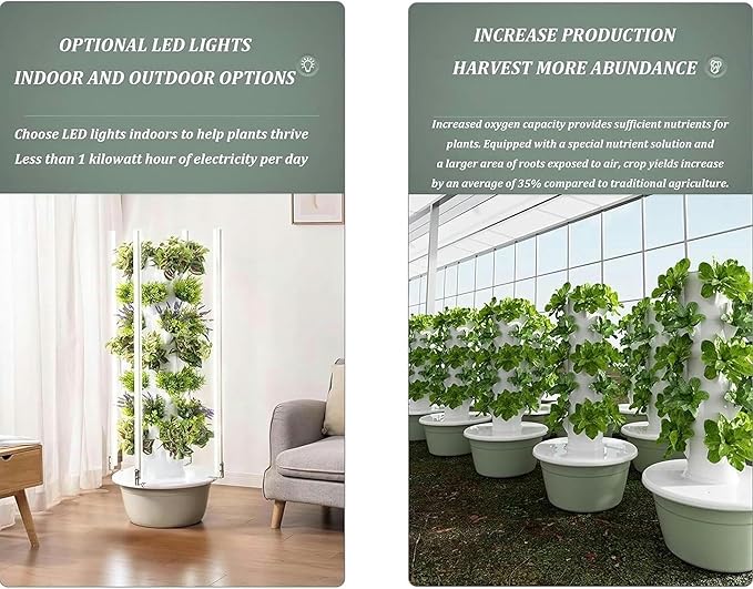 Hydroponics Growing KitsHydroponics Tower with LED Grow Lighthydroponic Growing Kits &amp Systemsfor Herbs Fruits and Vegetableswith Hydrating Pump Adapter.