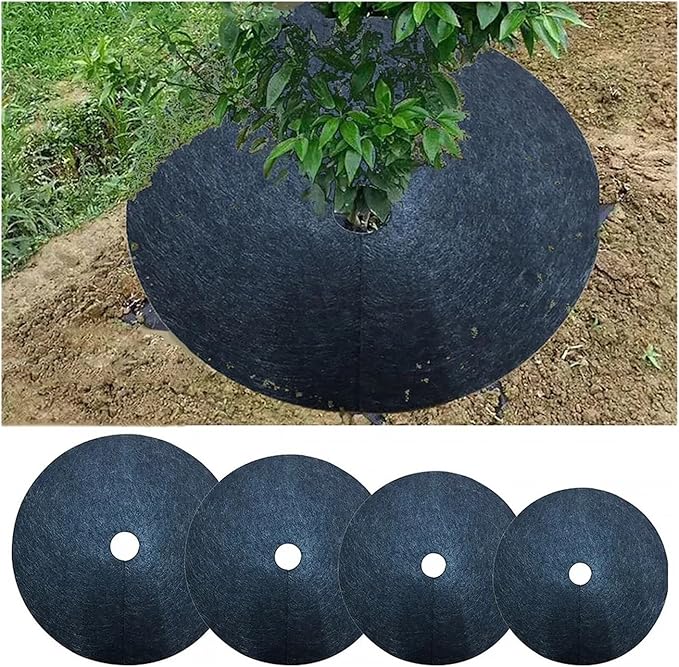 1Pcs 42cm Black Protection Weed Mats Control Cloth Mulch Lock up Round Weed Barrier Plant Cover(72CM)