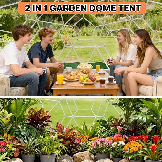 15 x 9.5 FT Garden Dome Tent Outdoor TPU Greenhouse for 8-12 Person Greenhouse Garden Tent with Window Waterproof Clear Dome Suitable for Camping Party Wedding Christmas