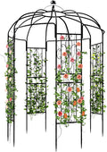 Birdcage Shape Garden Arch Arbors 9.8'H x 6.8'W (81.5W x 118H) Pergola Pavilion for Climbing Plants Outdoor Wedding Arches for Ceremony Party Metal Garden Arbor for Patio Backyard (Black)