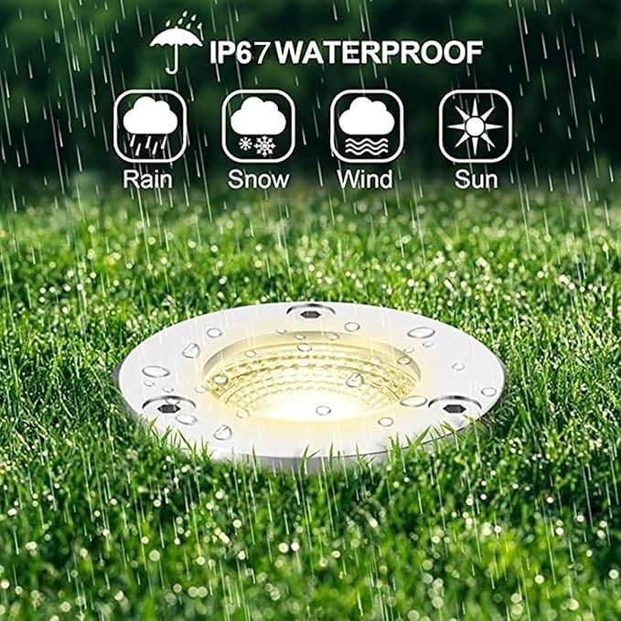 4PCS 3W Ground LED Landscape Lights - 12V Low Outdoor Buried Lights IP67 Waterproof COB Recessed LED Spot Lamp for Patios Lawns Driveways DeckWarm White-3W