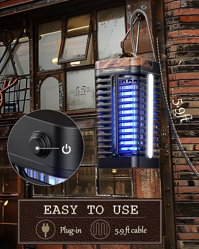 Minimoon Bug Zapper Outdoor with Dual LED Lights 15W Mosquito Zapper 4200V Electric Fly Trap Western Theme IPX4 Waterproof 5.9 Ft Cord Fly Zapper for Backyard Patio Indoor