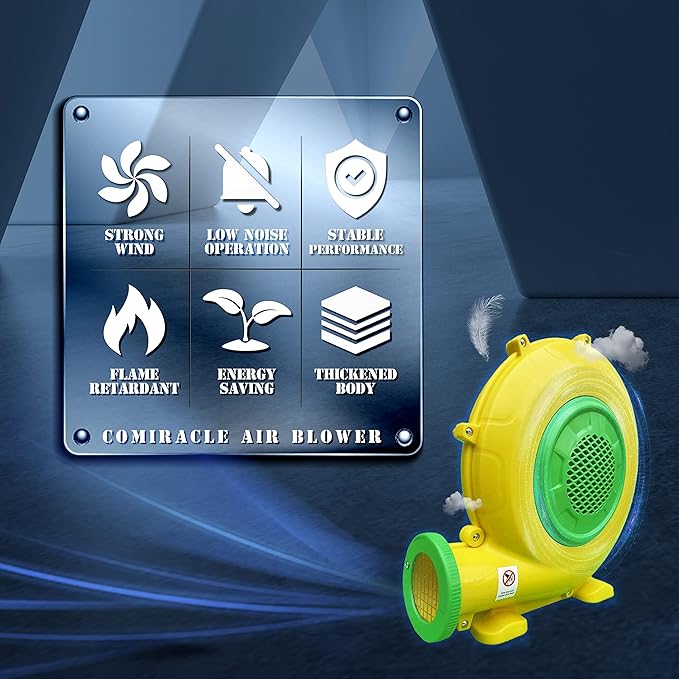 CoMiracle Air Blowers 1.5 HP 1100 W Inflatable Bounce House Air Blower Outdoor Inflatable Castle and Jump Slides Blower