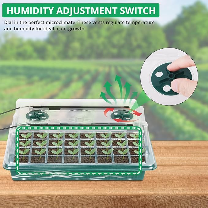 Sondiko Seed Starter Tray with Grow Light 80 Cells Seed Starter Kit with Humidity Dome Adjustable Brightness Plant Starter Trays Indoor Plants Germination Kit(2 Pack)
