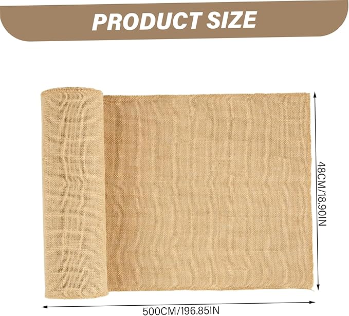 Weed Barrier Fabric 16ft X 19 Inch Jute Burlap Fabric Cuttable Tree Wrap for Gardening Outdoor Trees Weddings Party