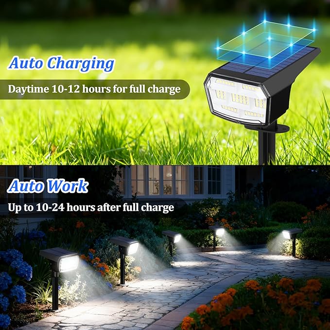 Sucolite 8-Pack Solar Spot Lights Outdoor Waterproof IP65 3 Lighting Modes 2-in-1 Solar Landscape Spotlights for Yard 59 LED Solar Powered Wall Lights for Garden Pathway Driveway Walkway Cool White