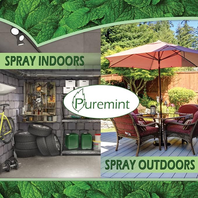 Puremint Spider Repellent Natural 5% Peppermint Oil Spray Kills &amp Deters All Types of Spiders and Insects Indoor and Outdoor Use 128 fl oz Gallon