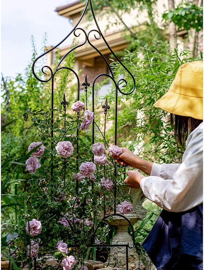 Iron Garden Trellis Climbing Frame 140cm×50cm Outdoor Fence Plant Support Stake for Outdoor Garden Terrace Balcony Flower Bed
