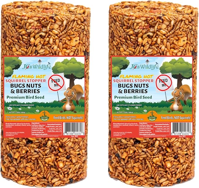 JCs Wildlife Squirrel Stopper Bugs Nuts &amp Berries Small Cylinder 1.5lbs (2-Pack)