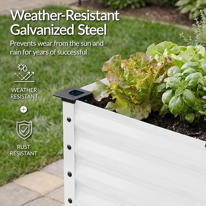 Best Choice Products 48x24x30in Galvanized Raised Garden Bed Metal Elevated Planter Box Vegetable Garden for Backyard Patio Balcony - White
