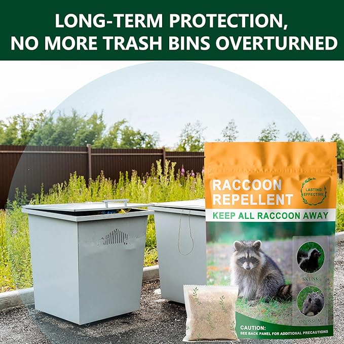 Natural Raccoon Repellent Granules – 8-Pack (25g per Bag) | Eco-Friendly Non-Toxic &amp Long-Lasting Protection with Garlic Peppermint &amp Wintergreen Oils | Safe for Pets and Children