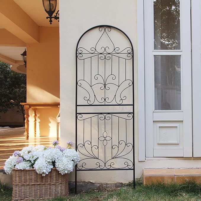 Trellis for Climbing Plants 70.8 H x 24.5 W Metal Iron Outdoor Wall Panel for Vines Flowers Elegant Garden Accent Decorative Structure 1 Pack