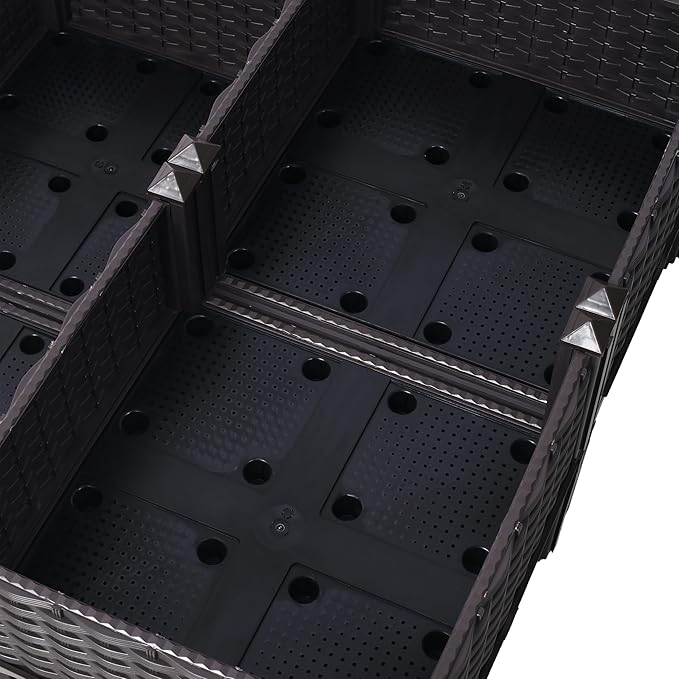 4 Piece Raised Garden Bed with Legs Self-Watering Planter Boxes for Flowers &amp Vegetables Brown
