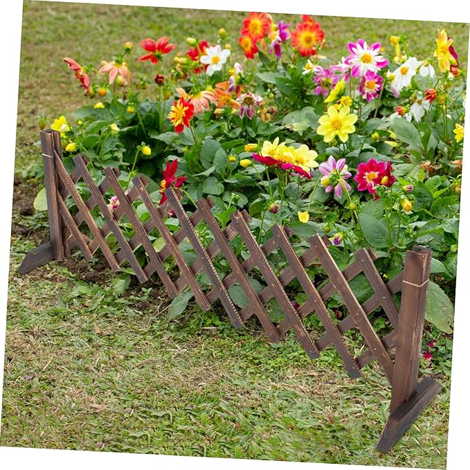 BESTonZON Expandable Wooden Garden Trellis Retractable Lattice Fence for Climbing Plants Stylish Outdoor Decor Convenient and Portable Edging for Garden Privacy and Aesthetic Appeal