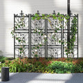 6 Panels Garden Trellis Decorative Outdoor Tall Metal Fence Black Lattice Panel Yard Corner Decor for Climbing Plant Flower