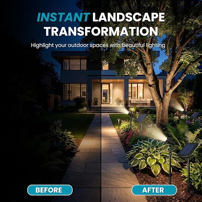 Energizer Solar-Powered Garden Lights - 2 Pack Oil Rubbed Bronze LED Spotlight with Smart Focus &amp 100 Lumen Output Waterproof &amp Easy to Install Solar Landscaping Lights for Lawn &amp Patio D