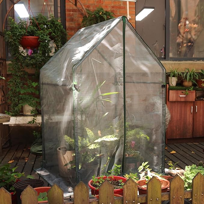 Gardzen Mini Greenhouse with Mesh Cover Portable Outdoor Greenhouse Enhanced Ventilation Ideal for Spring Summer &amp Fall 36.2(L) x36.2(W) x59.5(H)