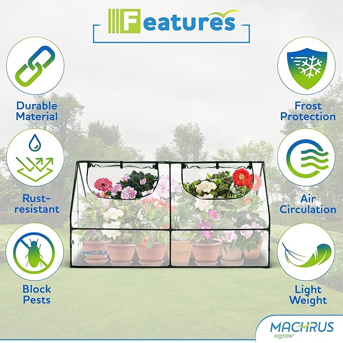 Ogrow Compact Garden Cloche Mini Greenhouse Seed Starter Plant Protector Indoor and Outdoor Use Portable Growing Dome for Herbs Flowers Vegetables Clear Cover