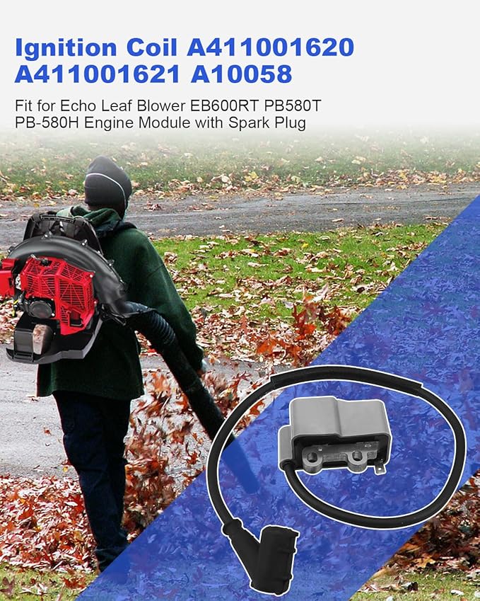 Ignition Coil Fit for Echo Leaf Blowers PB580 PB-580H PB-580T Fit for Shindaiwa EB600RT Replace A411001620 A411001621 A10058