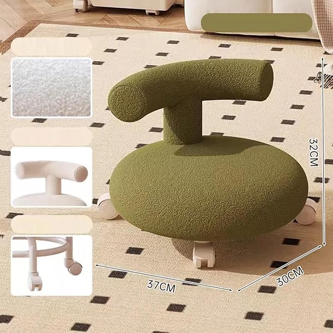 Rolling Stool Pulley Stool Universal Wheel Low Stool Home Lazy Rolling Stool Back Small Chair Swivel Caster Wheels Pu Leather Small Stools for GardeningHome (Color2 30 * 37 * 32cm)