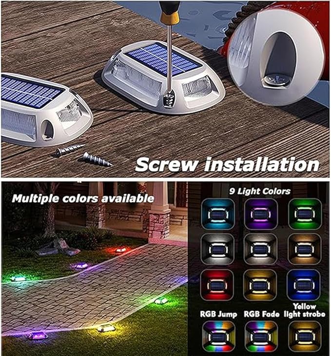 Solar Underground Lamps - Outdoor Embedded Courtyard Lawn Lights with Floor Socket LED Landscape Lighting Walkway Warning Step Light IP65 Waterproof Solar Deck Lights(4PCS(0.3W-2V))