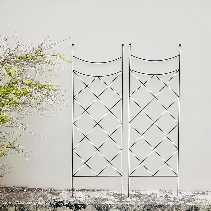 45.3 H x 15 W Metal Garden Trellis for Climbing Plants Black Iron Trellis for Vines Plant Rose Vegetable SupportLarge Decorative Outdoor Trellis2 Pack