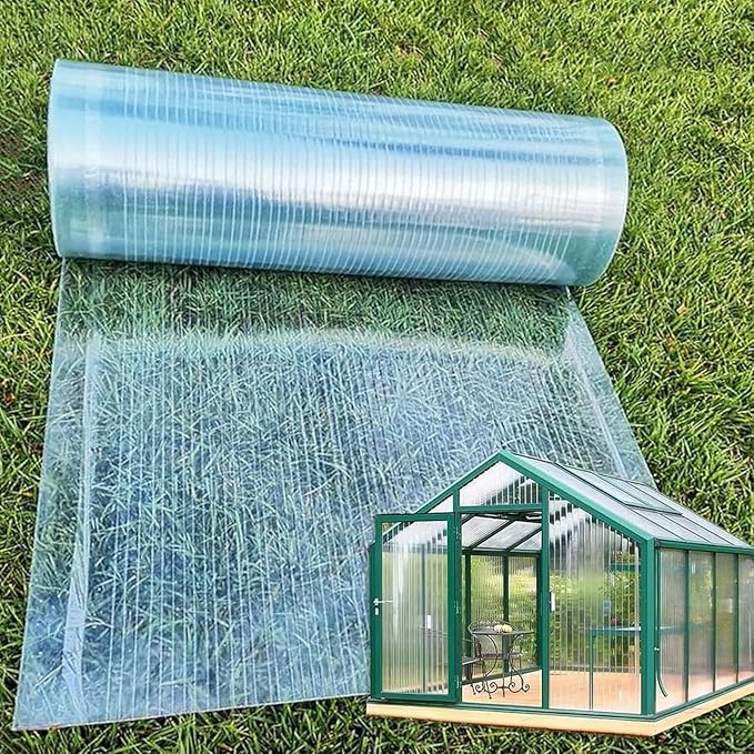 REMYS Plastic Garden Fencing Polycarbonate Greenhouse Sheeting Plastic Roof Panels Replacement for Balcony Patio Gazebo Construction and Landscaping Projects 85% Transparent(1x5m(3.3x16.4ft))